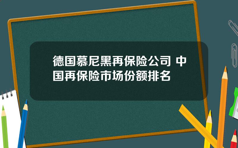 德国慕尼黑再保险公司 中国再保险市场份额排名